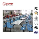 Cheap Public Canteen Metal Table Student Dinning Table and Plastic Chair Round Chair Set