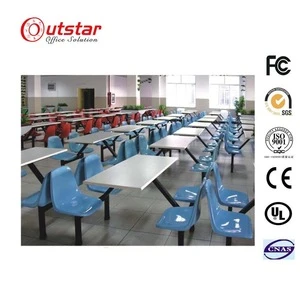 Cheap Public Canteen Metal Table Student Dinning Table and Plastic Chair Round Chair Set