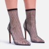 Chengdu shoes factory Fishnet mesh diamend  detail stiletto heel women shoes ankle  boots
