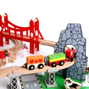 Children Beech wood Wooden Train Set 100pcs gift  toys