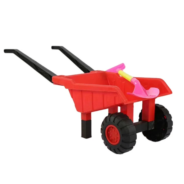 Children Plastic rolling cart two wheels barrow tools toys set for kids made in China