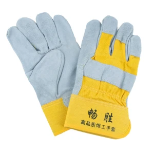 China Cow Split Industrial Heavy Duty Cut Resistant Safety Protective Working Leather Construction Gloves