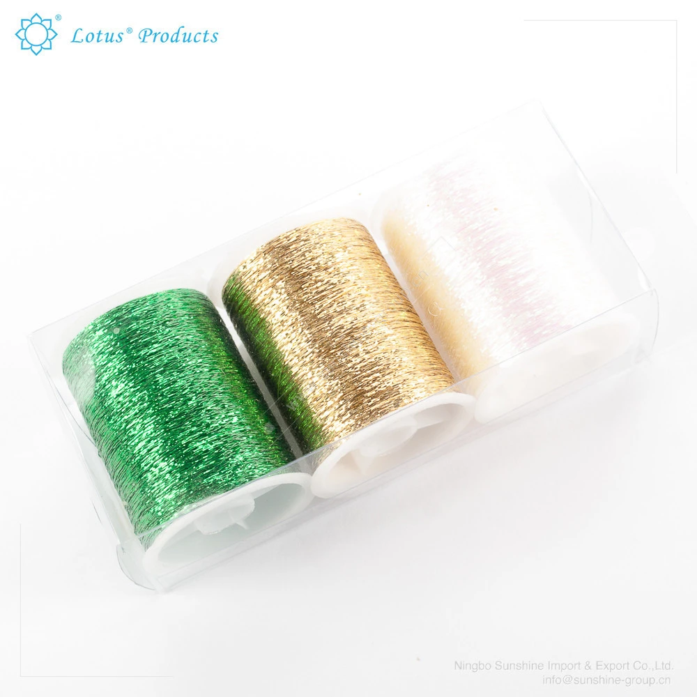 Chinese Supplier Metallic yarn lurex yarn glitter thread metallic sewing thread set