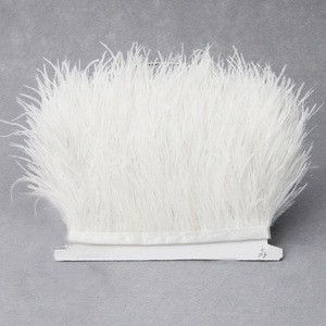 COOMAMUU Fluffy Ostrich Feather Satin Trim Cloth Sideband 8-10cm Ribbon Fringe Suitable for skirts / dresses / apparel party DIY