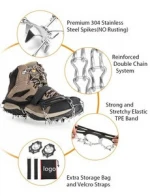 Crampons Ice Snow Grips Traction Cleats Shoes Grips with 19 Spikes Boots Shoes Safe Protect Lightweight Crampons