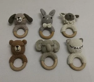 Crochet Elephant rattle knitting teether ring baby chew toy baby teething rattle amigurumi rattle baby Shower gift teething toys