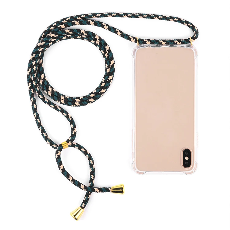 Crossbody Case Clear Transparent TPU Cell Phone Mobile Cover Holder with Neck Cord Lanyard Strap for iPhone