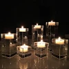 Crystal Cut Glass Candle Holder /Thick Candle Centerpieces, Glass Flat Candle Holder