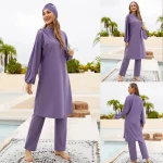 Custom Burkini  Muslim Swimwear Women Active Wear 2024 Plain Color Femme Islamic Sportswear Burkini Swimsuit For Women