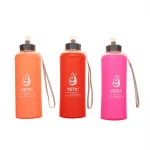 Custom Logo 650ml Bpa Free TPU Sports Cycling Bicycle Running Soft Foldable Drinking Collapsible Water Bottle