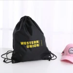 Custom Polyester Drawstring Backpack Traveling Sport Fabric String Bag with Printing Logo