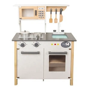 Custom Pretend Role Play White Cooking Kitchen Wooden Kids Kitchen Toy