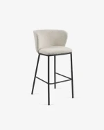 Customize Chenille Fabric Black Steel Frame Matte Finishes Ergonomic Bar Chair White And Black Fabric Bar Stool High Chair