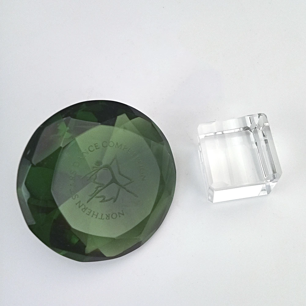 Customized Clear Block Engraving Diamond Crystal Achievement Award