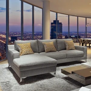 Customized Living Room Furniture Best Design Upholstery Sofa Set Grey L Shape Sectional Sofa