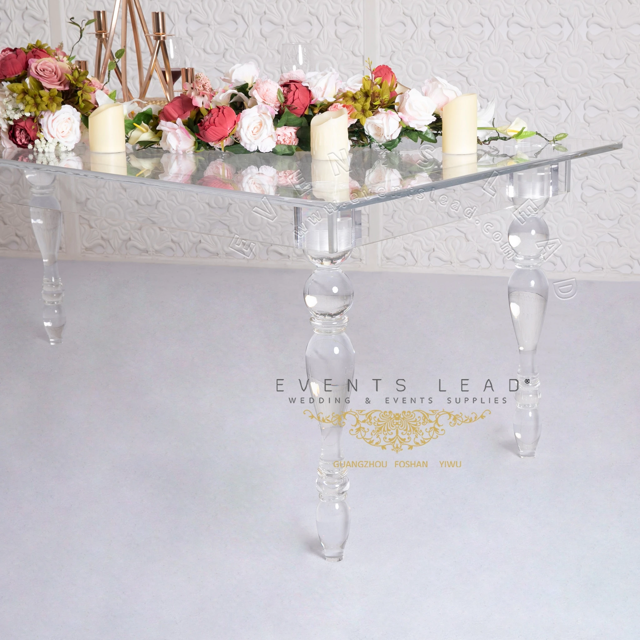 Delicate Transparent Rectanglar New Model Wedding Furniture Acrylic Table