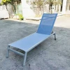 Design Outdoor Aluminum Furniture Chaise Sling Sunlounger with Wheels