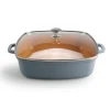 Die cast aluminum non stick coating casserole pot with two handles