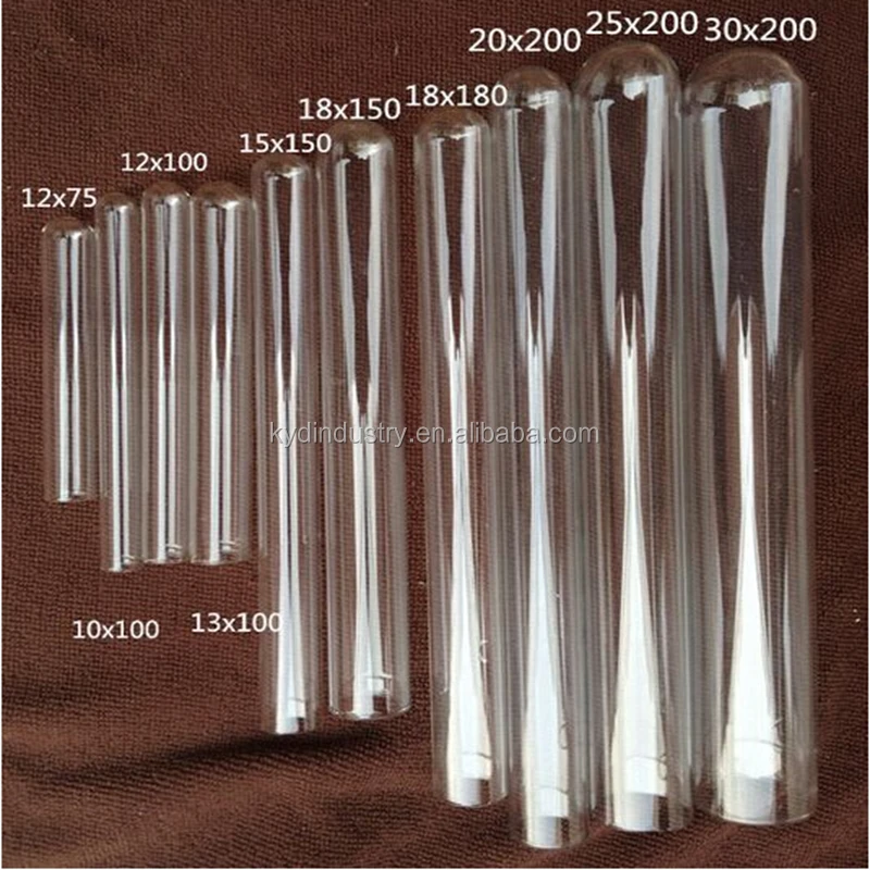 Different size glass tubes