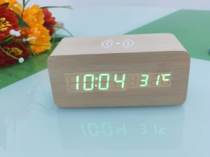 Digital display time week led Clock 3 groups Wireless charging  Alarm Clock Voice control dimming table Clock