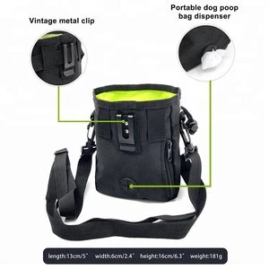 Dog treat pouch, training bag with built-in waste bags dispenser