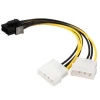 Dual 4 Pin Molex Connector to 8 Pin PCI Express Power Cable PCI-E Adapter