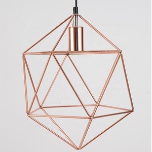 E27 metal geometric cage 40w bulb incandescent LED chandelier pendant light for dining room