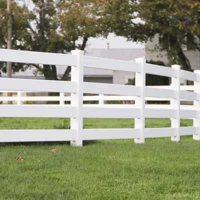 Easy Installation PVC Post and Rail Fence, 4 Rail Vinyl Horse Fence, Plastic PVC Ranch Fence