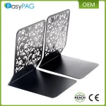 EasyPAG fancy design Hollow flower shape black metal bookends