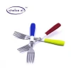 Eco-friendly cutlery set 6PC home use economy tableware flatware set forks with colorful plastic handle