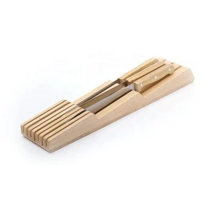 Eco Friendly Maple Wooden Stainless Steel Storage Universal Knife Block Holder