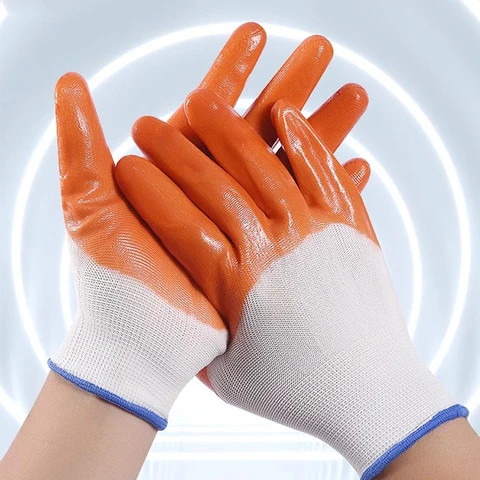 Economical Nylon Knitted Nitrile Coated Work Cutting Protective Coated Gloves