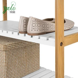 Entryway Bamboo Stool Shoe Cabinet 3 tier Bamboo Bench Shoe Rack for Home