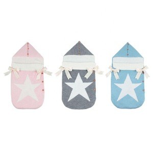 Envelopes for Newborns Five Star Knitted Sleeping Bags Autumn Grey Button Up Infant Baby Swaddle Wrap Sleep Sacks Winter Blanket