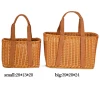 European style women square rattan shoulder bag home travel handbag portable Takeout storage basket