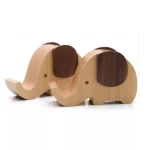 Factory creative wooden elephant shape music box with phone holder