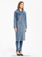 Factory Custom Wholesale Vintage Oversize jean jackets for women long denim jacket women Denim Jacket