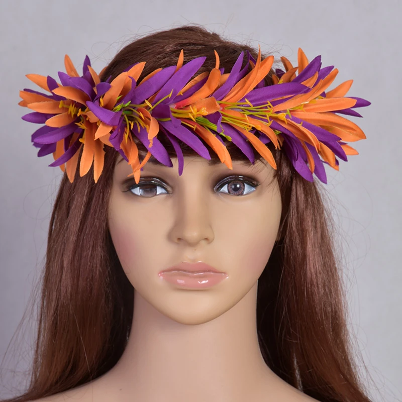 Factory Supplier HL0004B-4 5 Colors 50 CM Artificial Velvet Spider Lily Headband Tropical Flower Hawaii Decoration Accessories