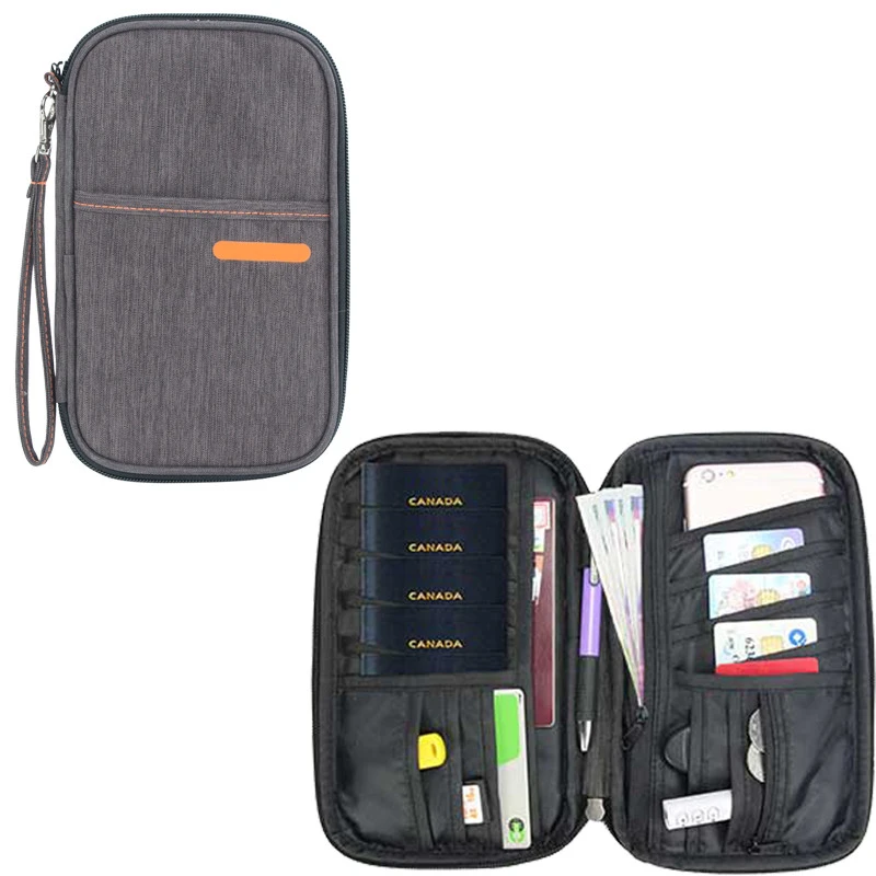 Family RFID Blocking Travel Wallet Passport Holder,  with Hand &amp; Neck &amp; shoulder Strap Organizer bag/