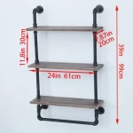 Farmhouse Rustic Vintage Wall Floating Industrial 3 Tiered Shelf Wood Towel Rack