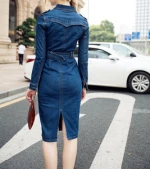 Fashion casual woman clothing lady vintage denim long woman dress