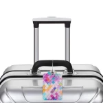 Fashion Color Printed Luggage Hang Tag Suitcase Tag Soft Leather Document Holder Card Case Privacy Protection Travel Name Tags
