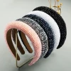Fashion Handmade Beaded High-end Luxury Sponge Pink Hair Wide-brimmed Fabric Headband