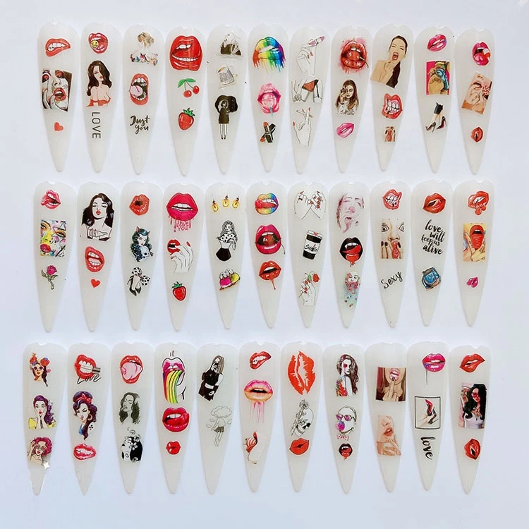 Fashion Nail Art Sticker Manicure Designs Lips Girl Self Adhesive 5d nail sticker Nails Decoration Decals