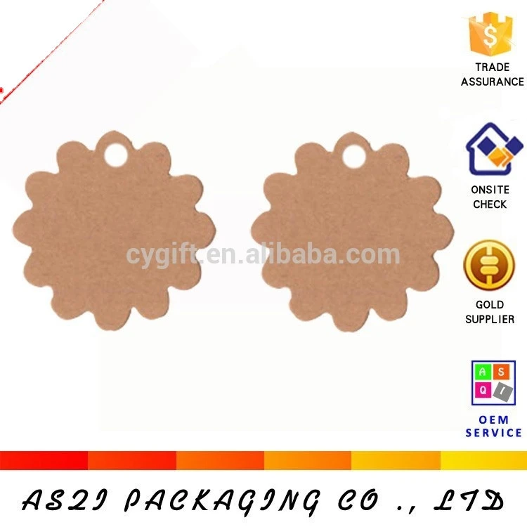 flower shape brown kraft paper hole punch hang tag for gift packing