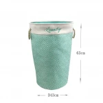 Foldable canvas fabric laundry bag hamper basket blue
