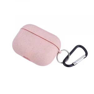 For Airpods 4 5 6 Eco Friendly Wheat Straw Design Pink TPU Earphone Case For Air Pod Protect Accessories Cover
