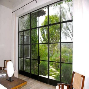 Foshan popular double leaves outdoor partition slim narrow frame  entry iron door