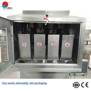Four buckets Semi automatic Plastic products / rice paste / black sesame Granule Packing Machine
