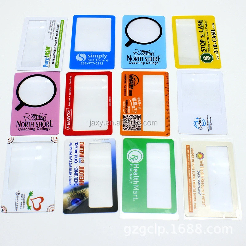 Free sample Custom logo Business card 3X PVC Credit Card Sized magnifier Fresnel Magnifier